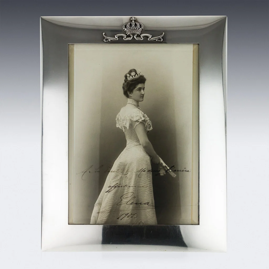 PUSHKIN ANTIQUES LONDON - ANTIQUE 20thC ITALIAN ROYAL SOLID SILVER LARGE PHOTO FRAME, MUSY c.1900 - 02.jpg
