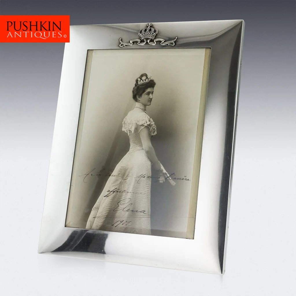 PUSHKIN ANTIQUES LONDON - ANTIQUE 20thC ITALIAN ROYAL SOLID SILVER LARGE PHOTO FRAME, MUSY c.1900 - 01.jpg