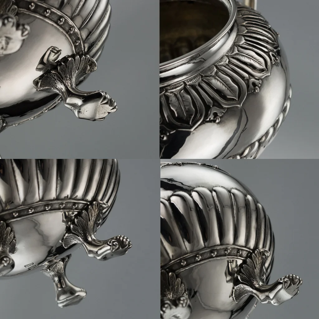 PUSHKIN ANTIQUES LONDON - ANTIQUE 19thC CHINESE EXPORT SOLID SILVER 3 PIECE TEA SET, HOACHING c.1830 - 09.jpg