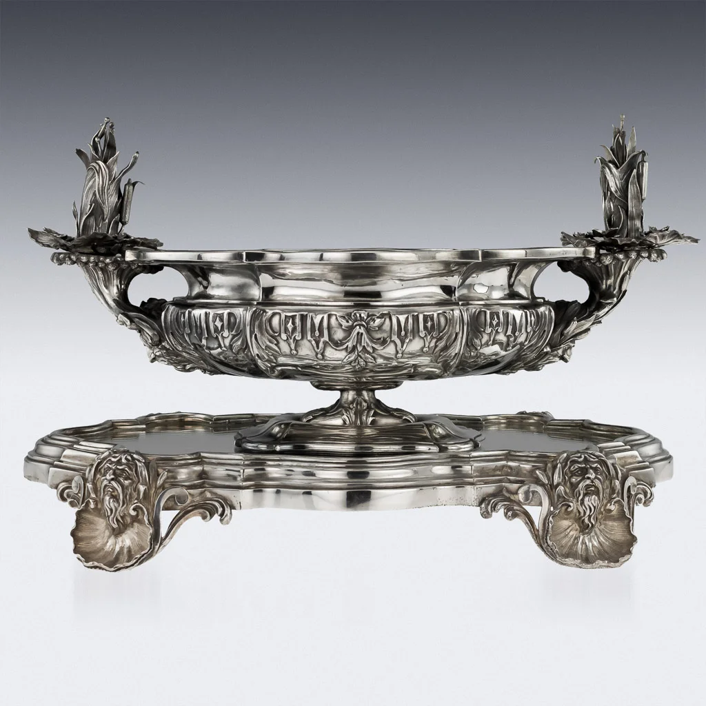 PUSHKIN ANTIQUES LONDON - ANTIQUE 19thC GEORGIAN SOLID SILVER CENTREPIECE BOWL ON STAND c.1835 - 02.jpg
