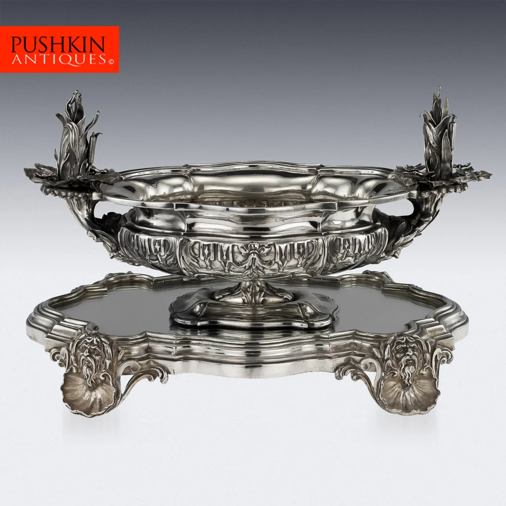 PUSHKIN ANTIQUES LONDON - ANTIQUE 19thC GEORGIAN SOLID SILVER CENTREPIECE BOWL ON STAND c.1835 - 01.jpg