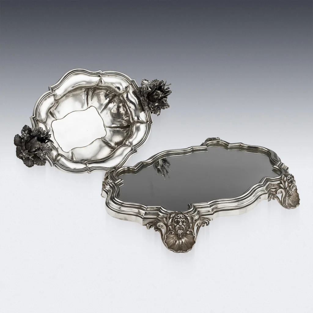 PUSHKIN ANTIQUES LONDON - ANTIQUE 19thC GEORGIAN SOLID SILVER CENTREPIECE BOWL ON STAND c.1835 - 07.jpg