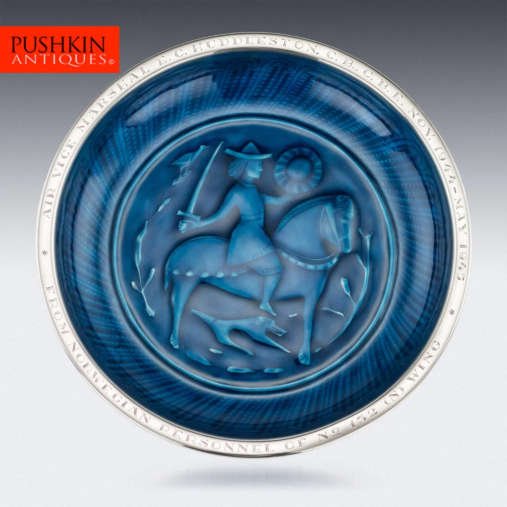 ANTIQUE 20thC NORWEGIAN SOLID SILVER & ENAMEL PRESENTATION DISH, ANDERSEN c.1945.jpg