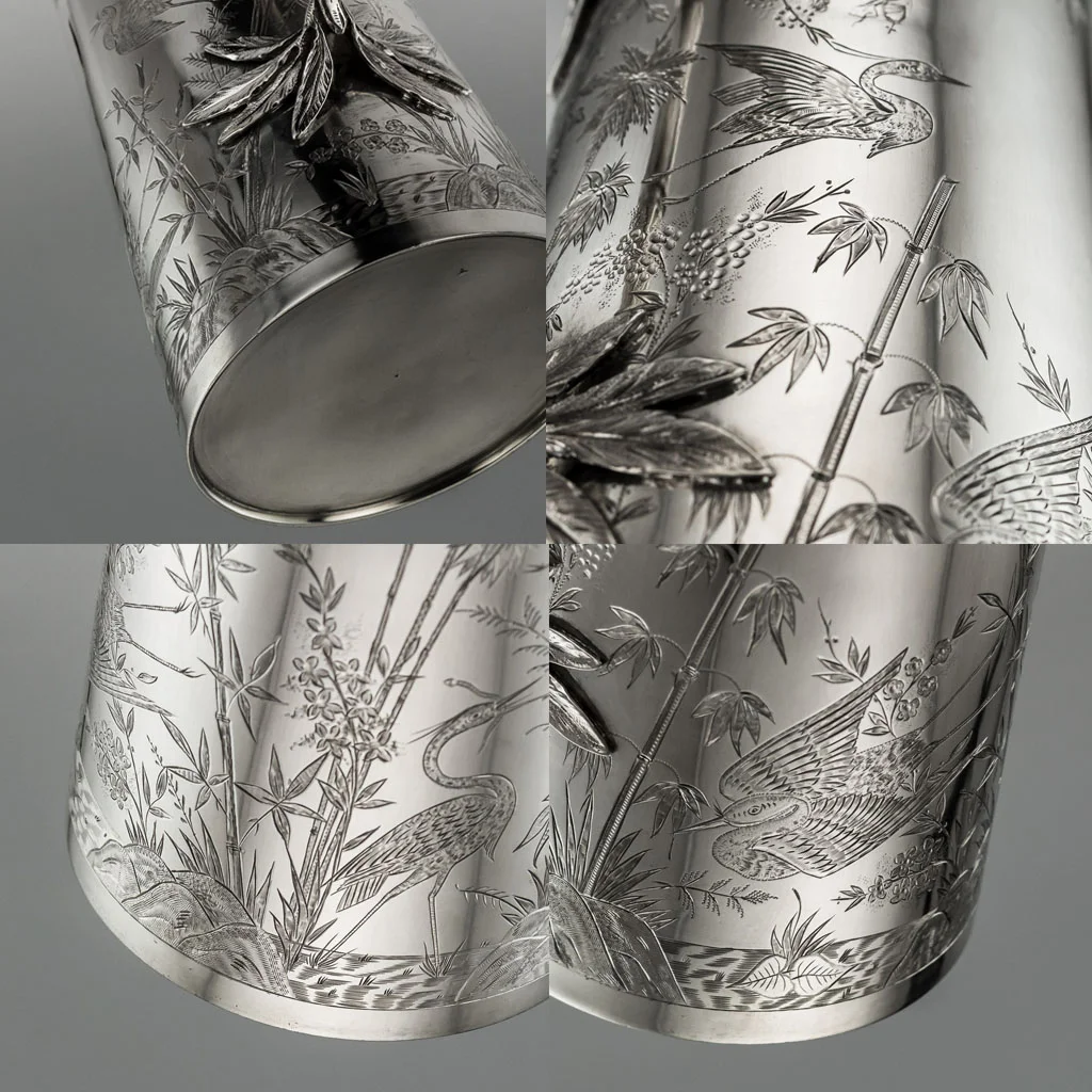 ANTIQUE 20thC CHINESE SOLID SILVER ENGRAVED LARGE WATER JUG c.1900 - 10.jpg