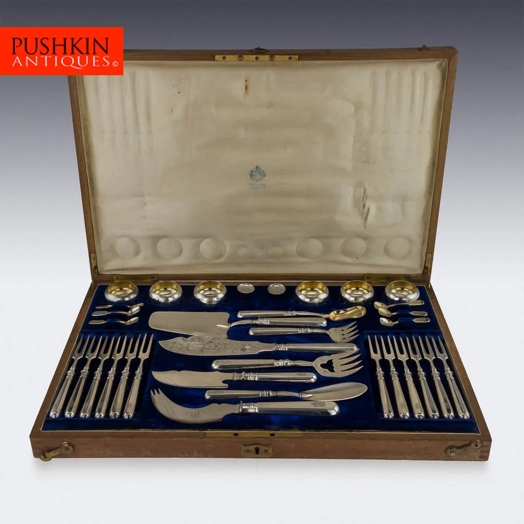 ANTIQUE 20thC IMPERIAL RUSSIAN SOLID SILVER CONDIMENT CUTLERY SET c.1900 - 01.jpg