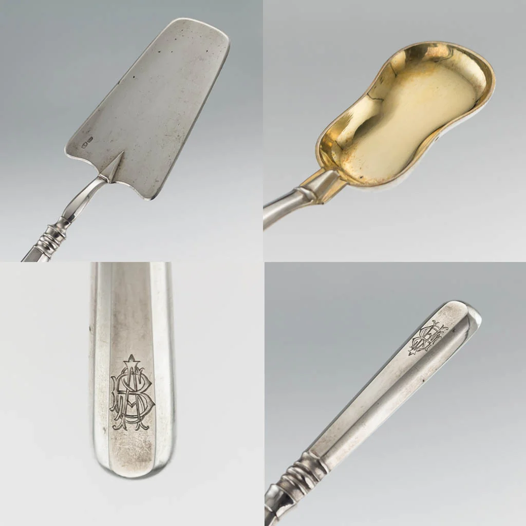 ANTIQUE 20thC IMPERIAL RUSSIAN SOLID SILVER CONDIMENT CUTLERY SET c.1900 - 06.jpg
