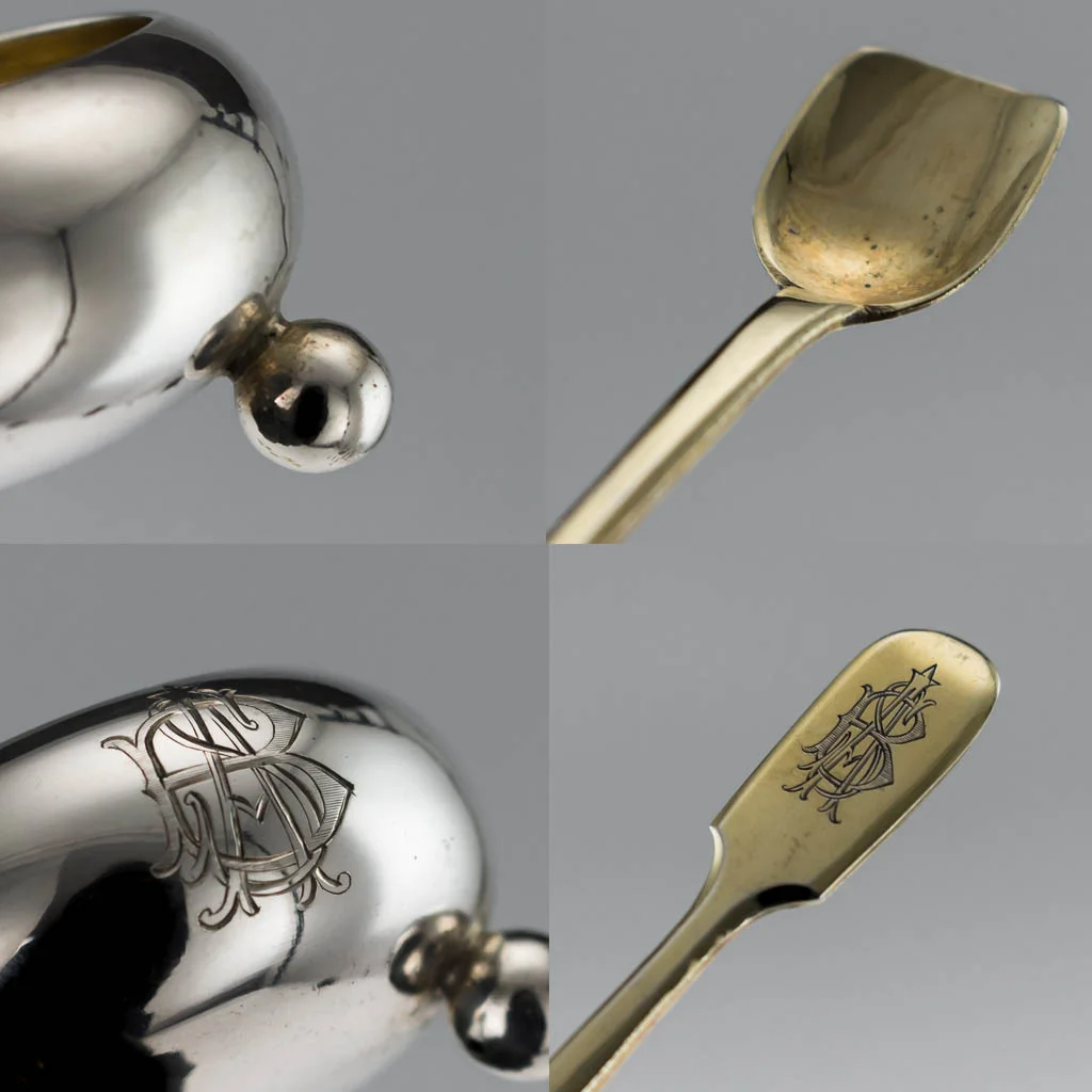 ANTIQUE 20thC IMPERIAL RUSSIAN SOLID SILVER CONDIMENT CUTLERY SET c.1900 - 11.jpg