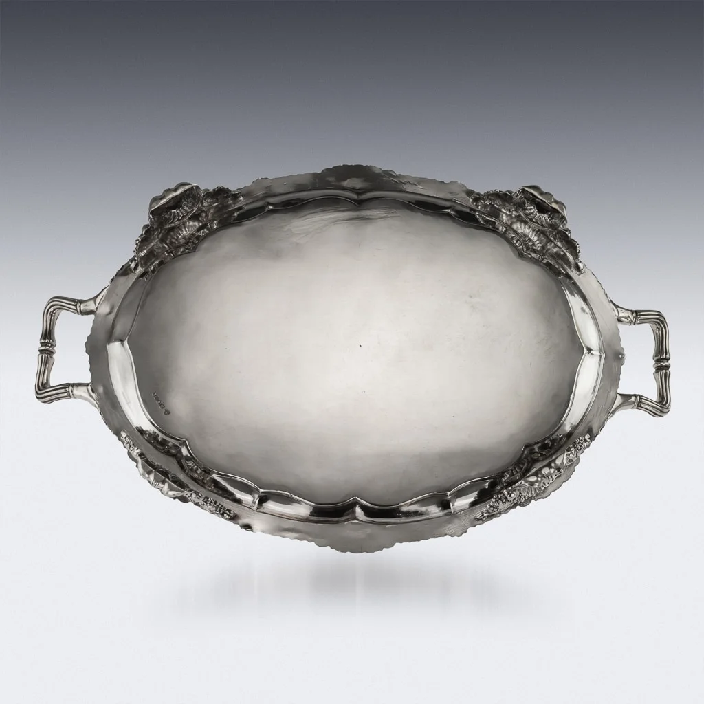 Pushkin Antiques ANTIQUE 19thC GEORGIAN SOLID SILVER CRESTED TRAY, JOHN BRIDGE c.1824 - 02.jpg