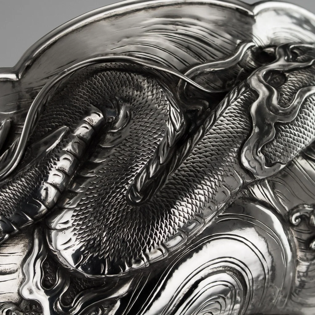Pushkin Antiques ANTIQUE 19thC JAPANESE MEIJI PERIOD SOLID SILVER DRAGON BOWL c.1890 - 08.jpg