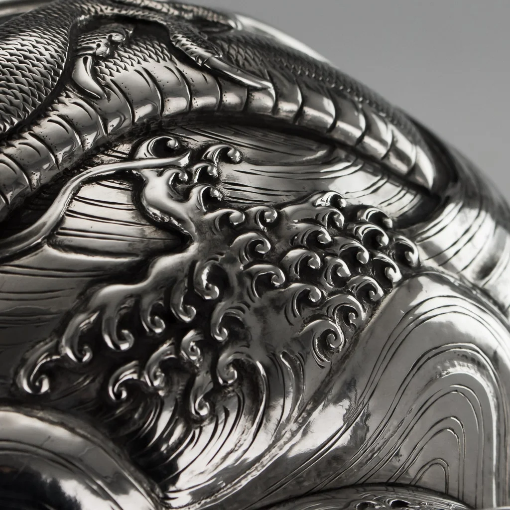 Pushkin Antiques ANTIQUE 19thC JAPANESE MEIJI PERIOD SOLID SILVER DRAGON BOWL c.1890 - 09.jpg