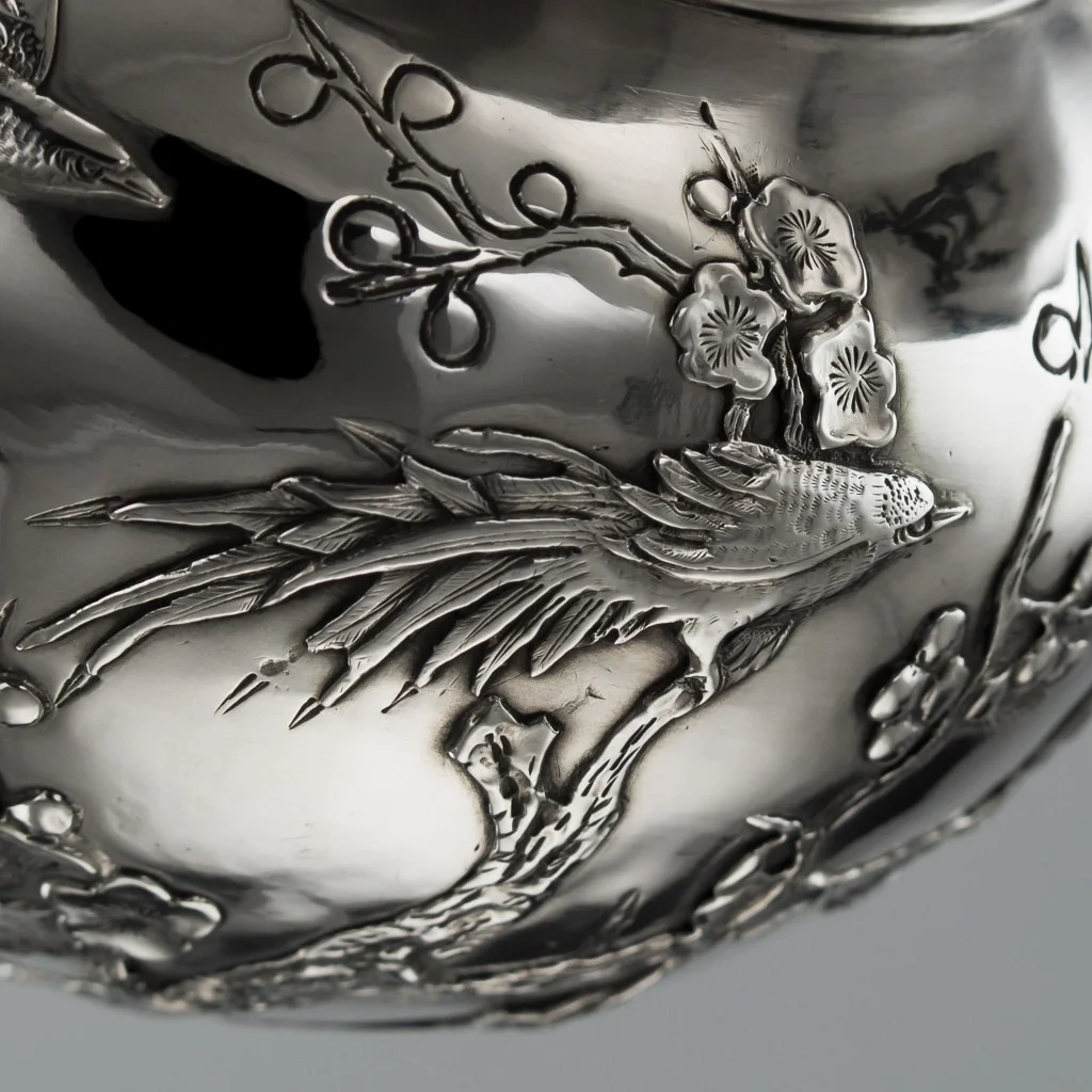 Pushkin Antiques ANTIQUE 19thC CHINESE UNUSUAL SOLID SILVER DECORATIVE VASE, WANG HING c.1890 - 10.jpg