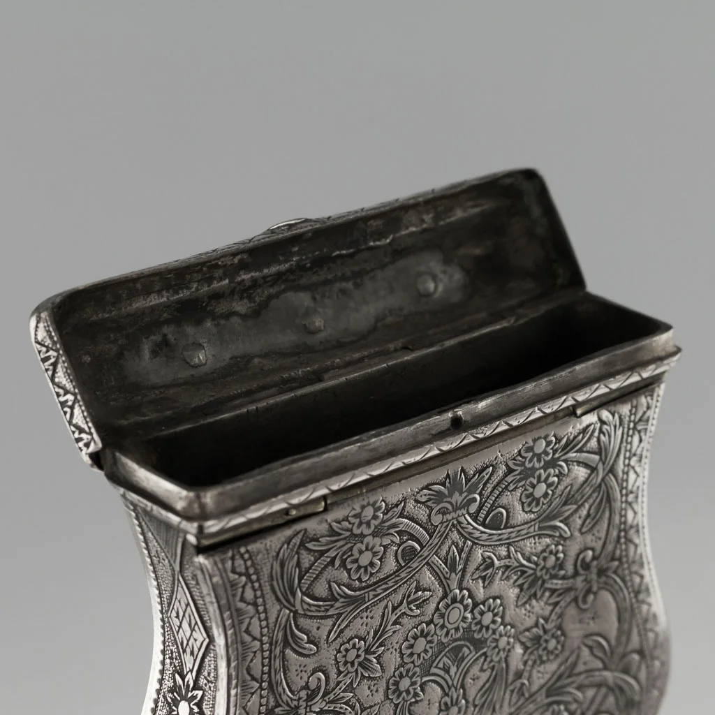 Pushkin Antiques - ANTIQUE 19thC OTTOMAN SOLID SILVER & NIELLO PALASKA CARTRIDGE BELT BOX c.1840 - 11.jpg