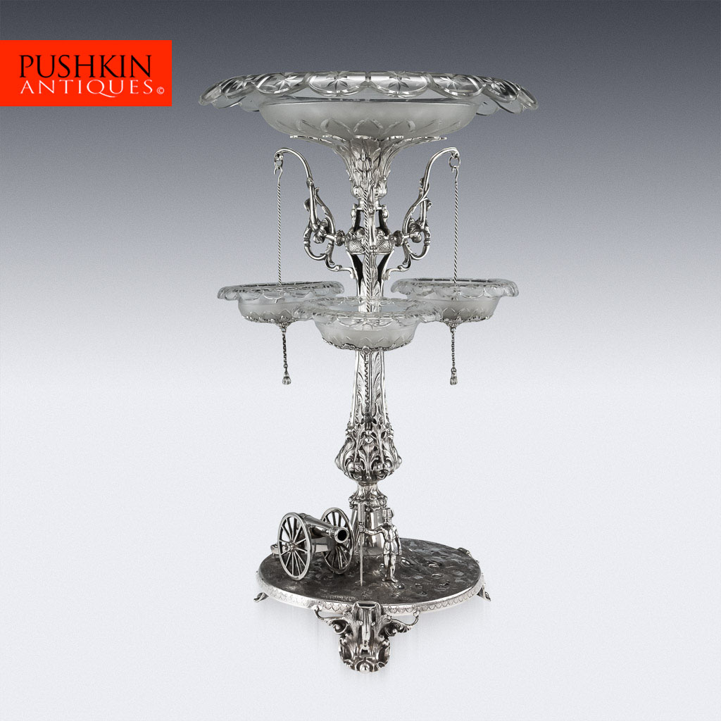 Pushkin Antiques - ANTIQUE 19thC VICTORIAN SOLID SILVER ROYAL ARTILLERY CENTREPIECE c.1874 - 01.jpg
