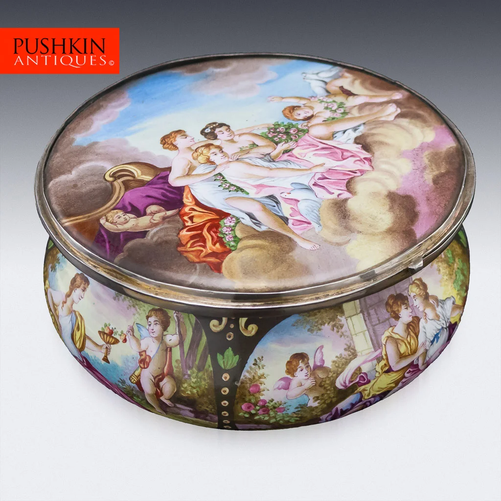 ANTIQUE 19thC RARE AUSTRIAN SOLID SILVER & ENAMEL LARGE BOX c.1890.jpg