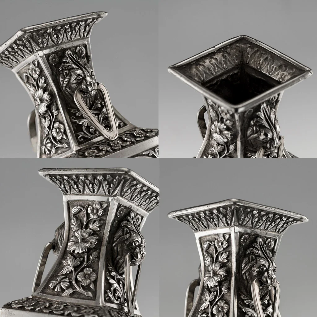 Pushkin Antiques - ANTIQUE 20thC INDIAN SOLID SILVER HUNT SCENE VASE, LUCKNOW c.1900 - 8.jpg