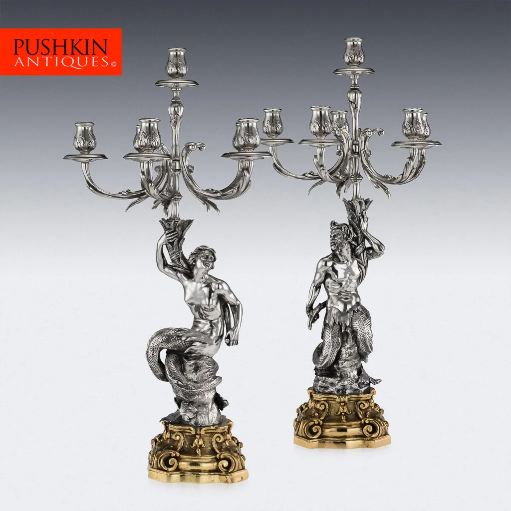Pushkin Antiques - ANTIQUE 20thC ITALIAN EUGENIO AVOLIO SOLID SILVER CANDELABRA, NAPLES c.1930 - 01.jpg