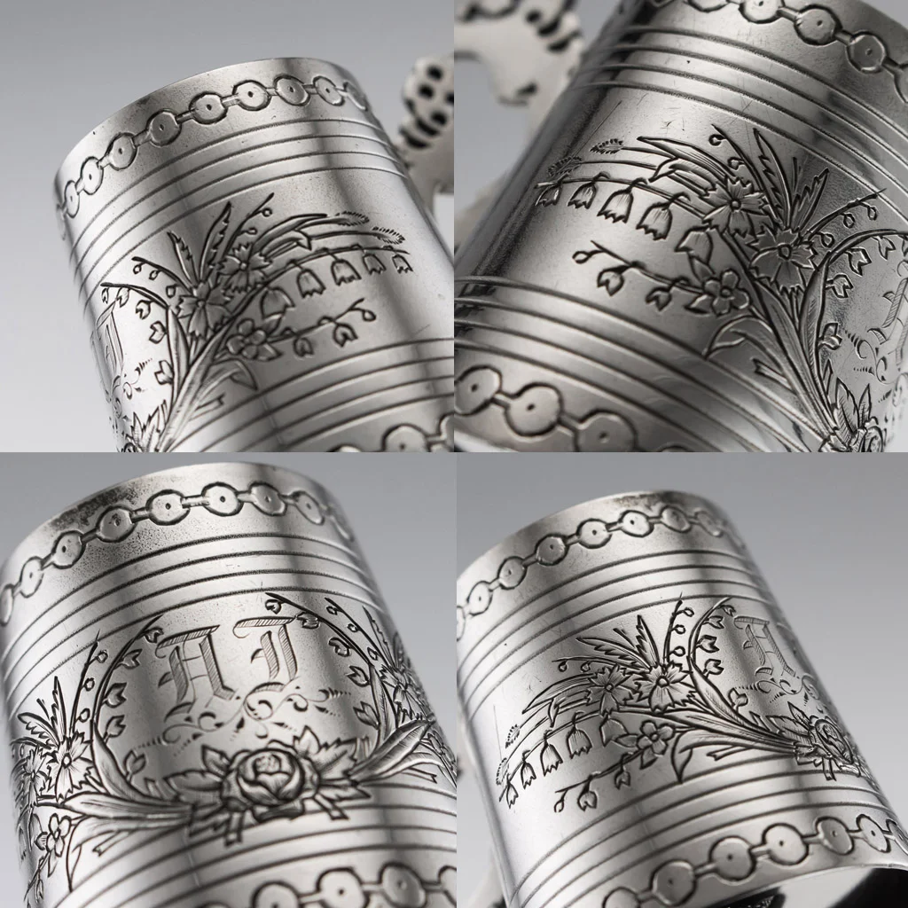 Pushkin Antiques - ANTIQUE 19thC RUSSIAN EIGHT-PIECE SOLID SILVER & GLASS VODKA SET c.1880 - 11.jpg