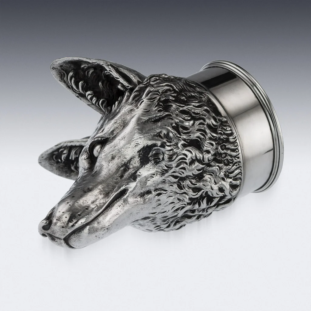 pushkin antiques - ANTIQUE 19thC VICTORIAN SOLID SILVER FOX STIRRUP CUP, JOHN SAMUEL HUNT c.1846 - 6.jpg