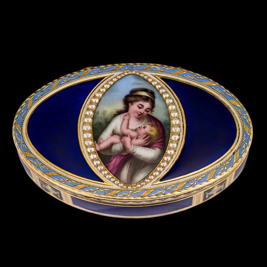 pushkin antiques - ANTIQUE 19thC SWISS 18k GOLD & HAND PAINTED ENAMEL SNUFF BOX c.1800 - 2.jpg