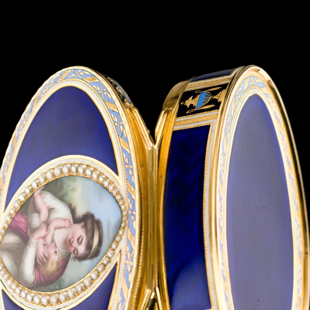 pushkin antiques - ANTIQUE 19thC SWISS 18k GOLD & HAND PAINTED ENAMEL SNUFF BOX c.1800 - 7.jpg