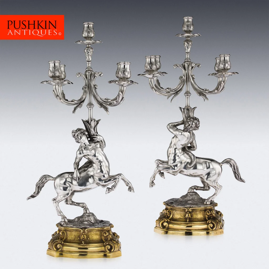 pushkin antiques - ANTIQUE 20thC ITALIAN EUGENIO AVOLIO SOLID SILVER CANDELABRA, NAPLES c.1930 - 1.jpg