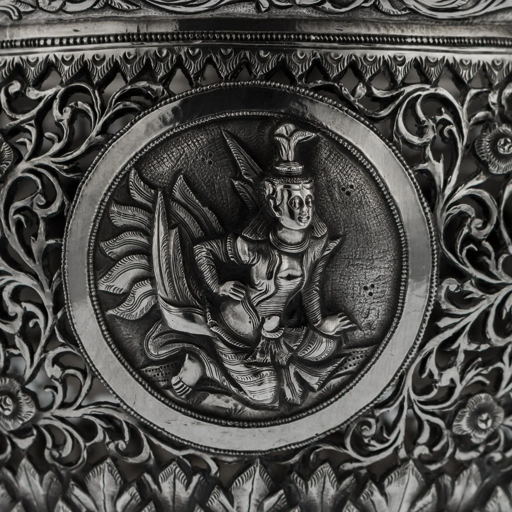 pushkin antiques - ANTIQUE 20thC BURMESE SOLID SILVER BOWL, RANGOON, ELEPHANT MARK c.1900 - 8.jpg