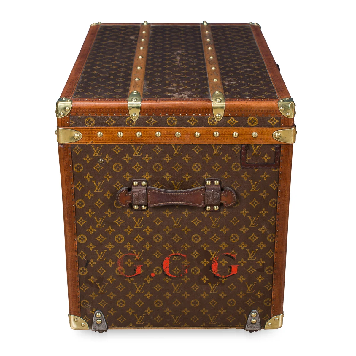 Pushkin Antiques - ANTIQUE 20thC RARE LOUIS VUITTON MONOGRAM HAT TRUNK c.1930 -6.jpg