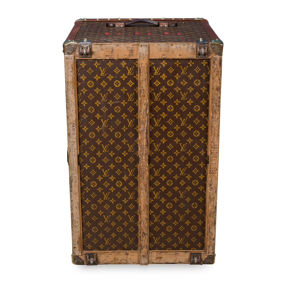 Pushkin Antiques - ANTIQUE 20thC RARE LOUIS VUITTON MONOGRAM HAT TRUNK c.1930 -7.jpg