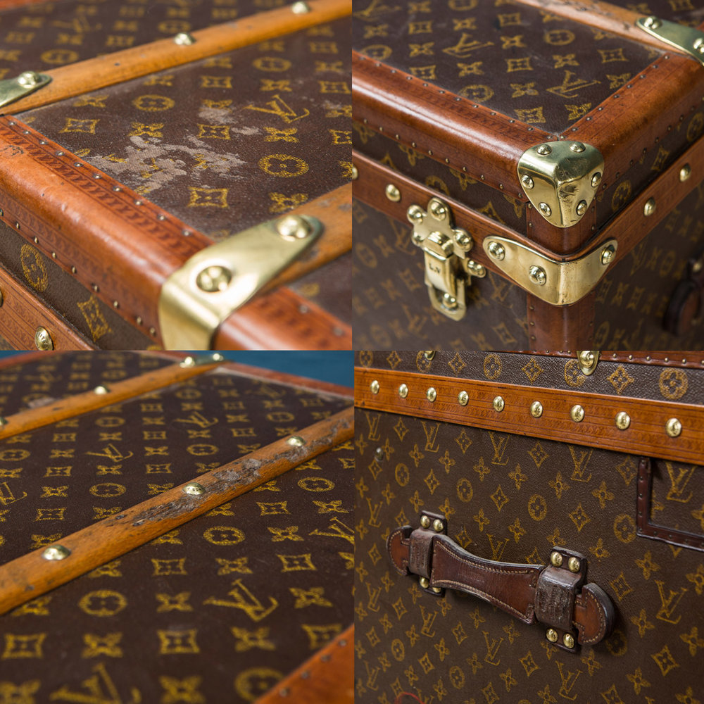 Louis Vuitton Rare Model Suitcase Trunk With Wood Slats Antique