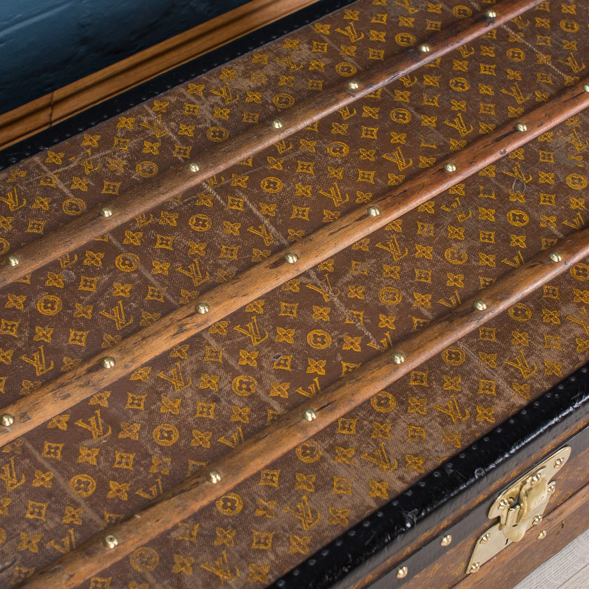 Pushkin Antiques - ANTIQUE 20thC LOUIS VUITTON MONOGRAM CABIN TRUNK c.1910 -10.jpg