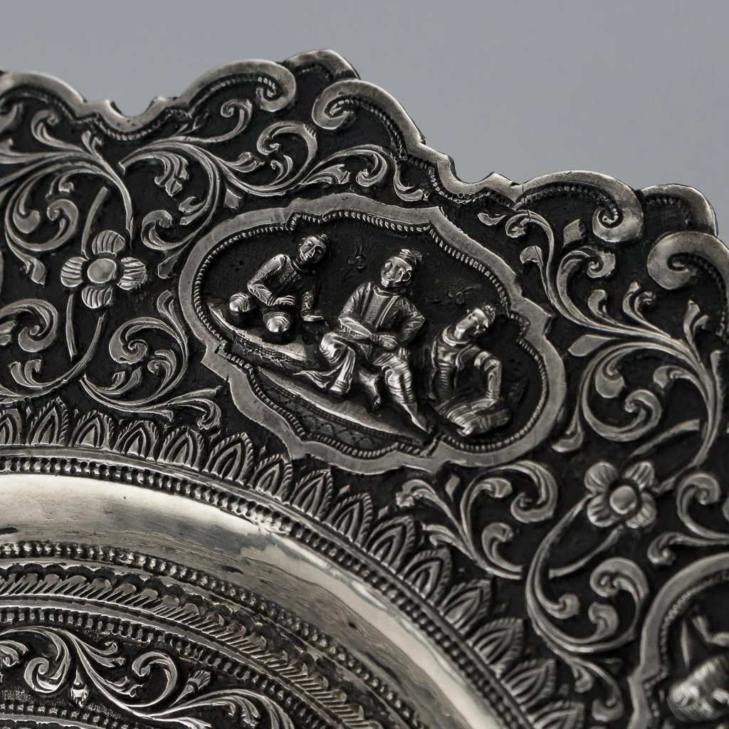 Pushkin Antiques - ANTIQUE 20thC BURMESE SOLID SILVER HAND CRAFTED DISH c.1900 - 7.jpg