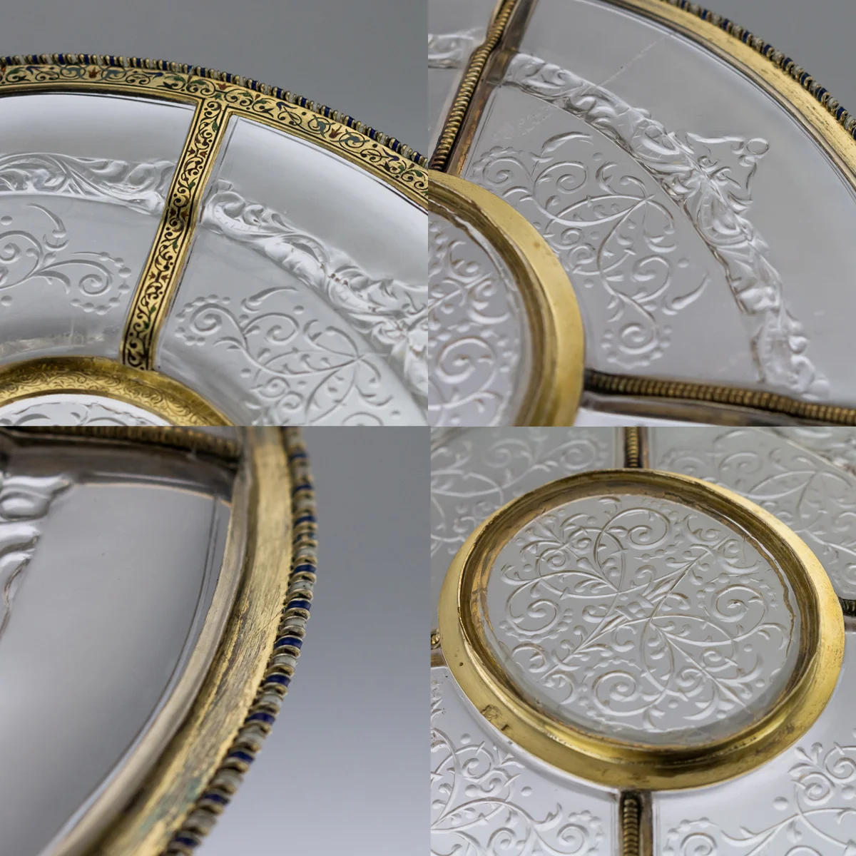 Pushkin Antiques - ANTIQUE 19thC AUSTRIAN ROCK CRYSTAL SILVER-GILT & ENAMEL DRAGEOIR ON STAND c1880 -11.jpg