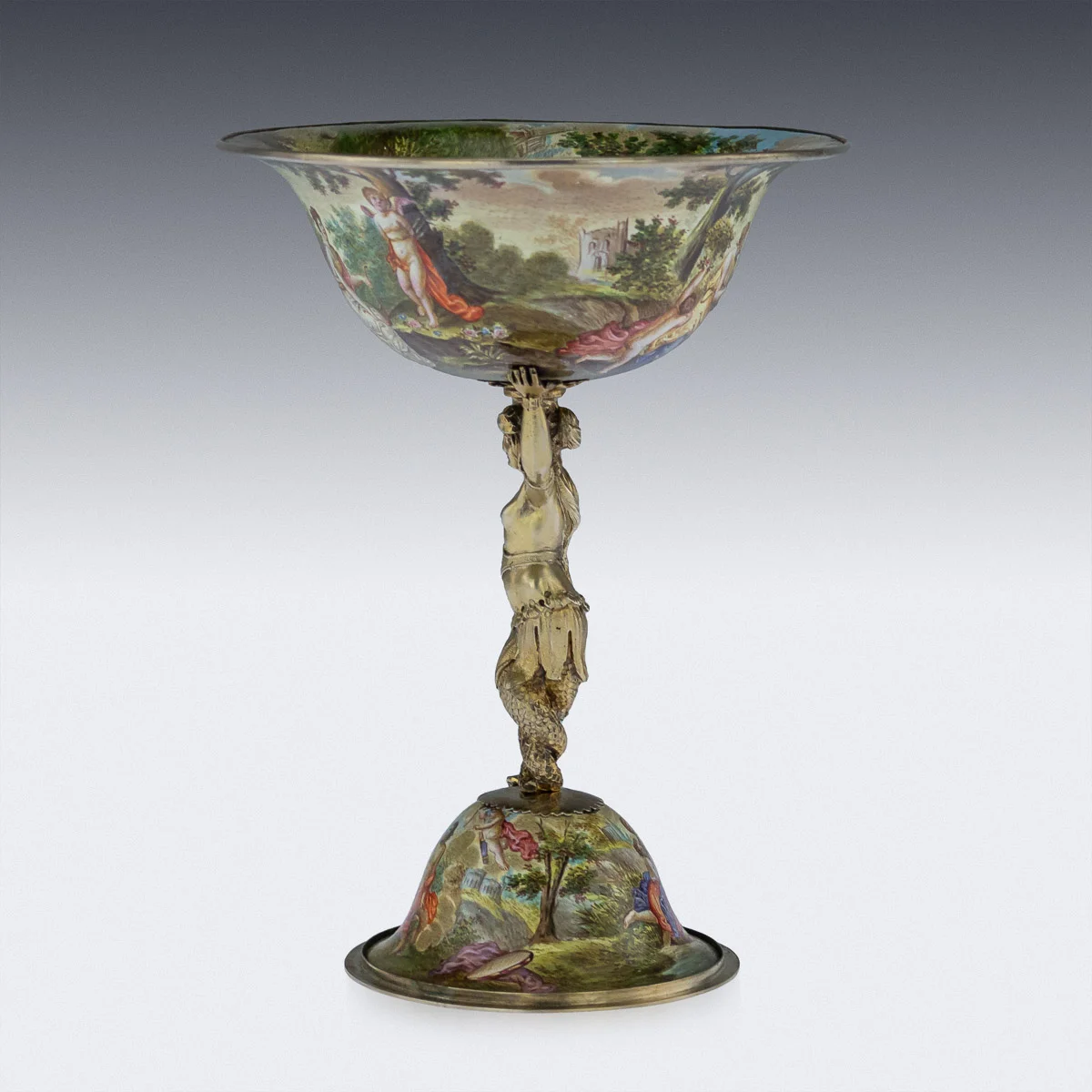 pushkin antiques - ANTIQUE 19thC AUSTRIAN SOLID SILVER & ENAMEL TAZZA, HERMANN RATZERSDORFER c.1880 - 2.jpg