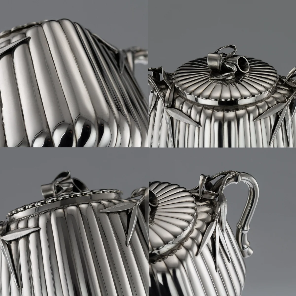 pushkin antiques - ANTIQUE 20THC JAPANESE MEIJI SOLID SILVER THREE PIECE TEA SET, MURAKAMI C.1900 - 9.jpg