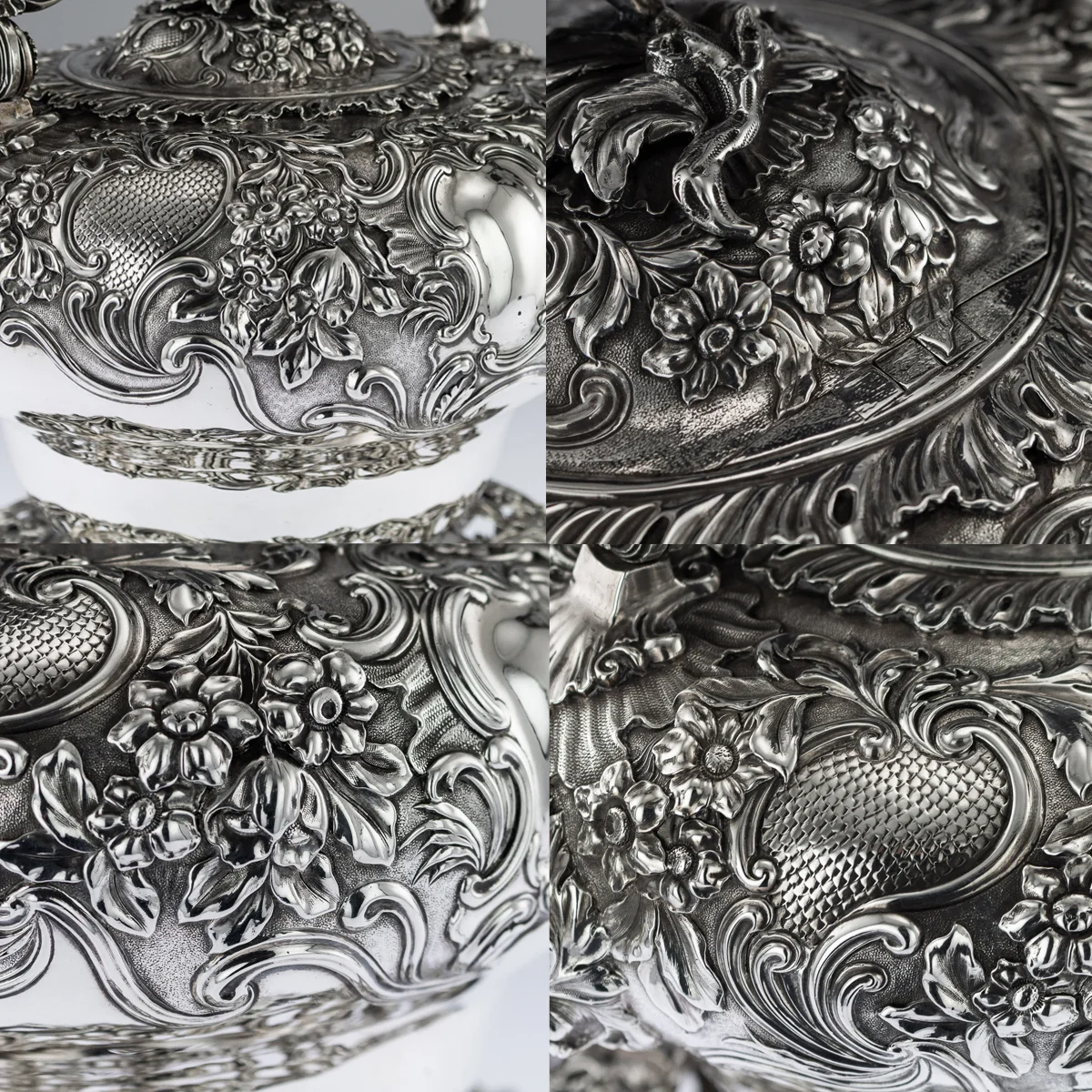 pushkin antiques - ANTIQUE 19thC GEORGIAN SOLID SILVER TEA KETTLE ON STAND & BURNER c.1830 - 9.jpg