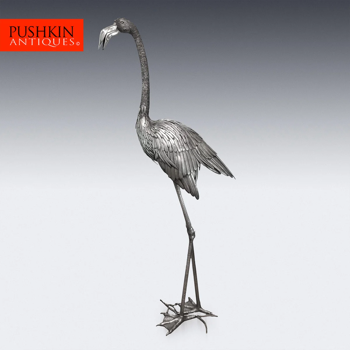 pushkin antiques - STUNNING 20thC MONUMENTAL ITALIAN SOLID SILVER FLAMINGO, MARIO BUCCELLATI c.1960 - 1.jpg