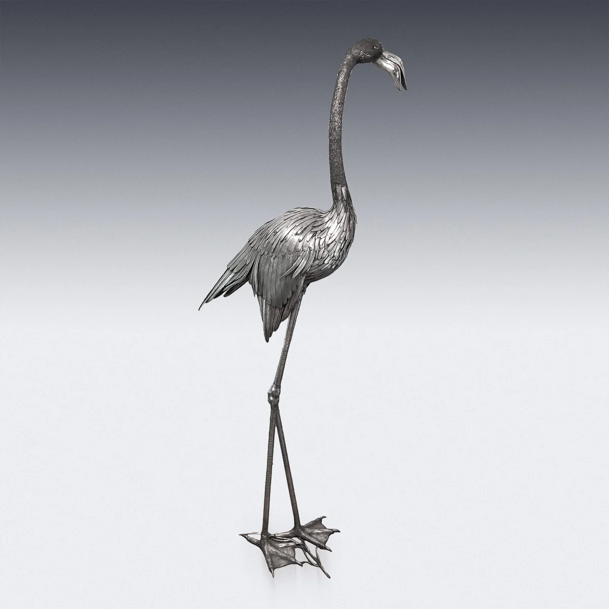 pushkin antiques - STUNNING 20thC MONUMENTAL ITALIAN SOLID SILVER FLAMINGO, MARIO BUCCELLATI c.1960 - 3.jpg