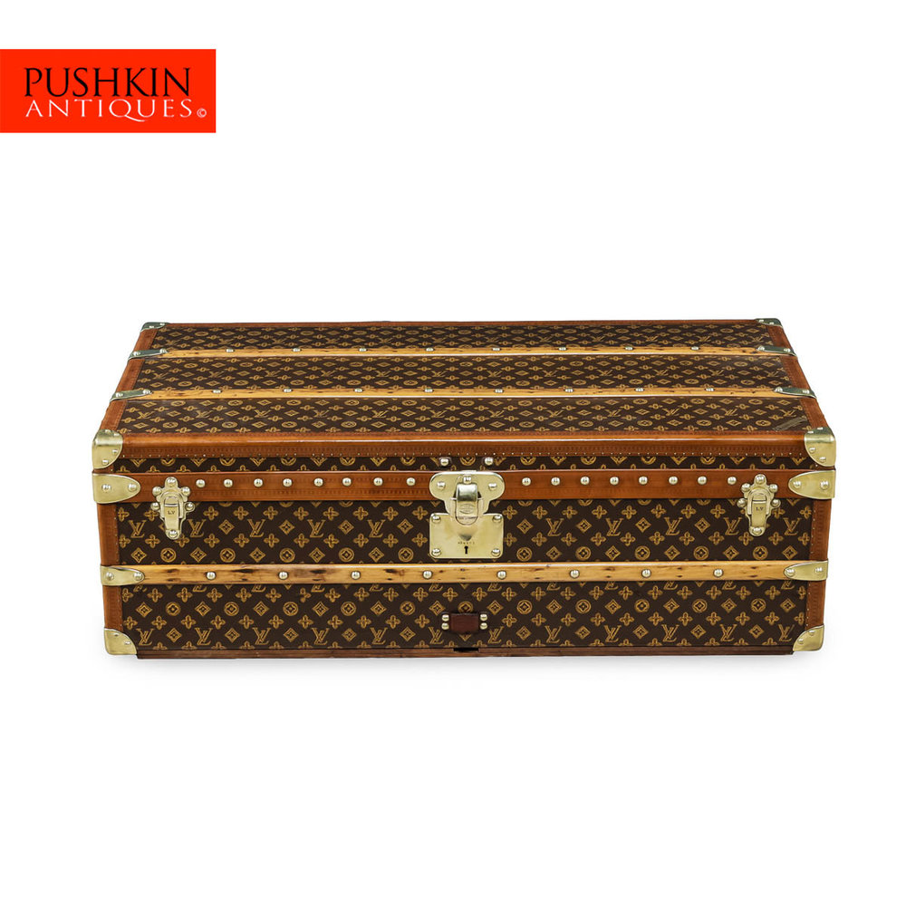 1940s Louis Vuitton from Saks & Cy New York Leather Luggage Trunk