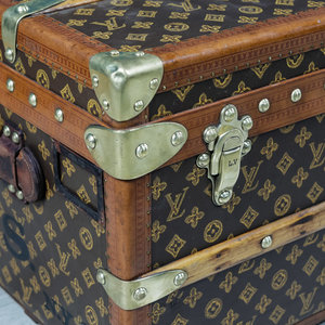 1940s Louis Vuitton from Saks & Cy New York Leather Luggage Trunk