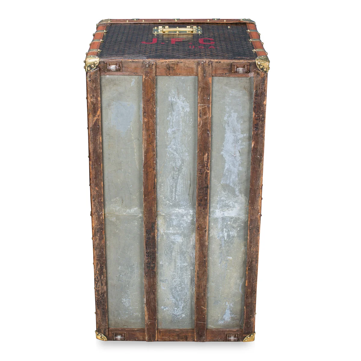 pushkin antiques - ANTIQUE 20thC GOYARD CHEVRON CANVAS TRUNK c.1910 - 7.jpg