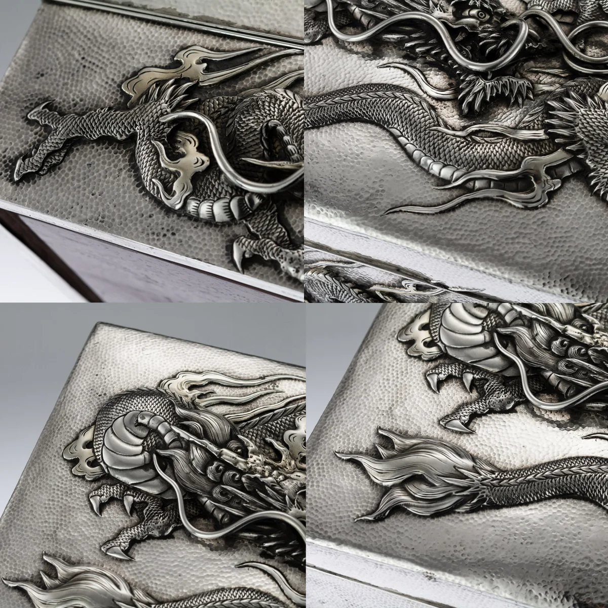 pushkin antiques - ANTIQUE 20thC JAPANESE MEIJI SOLID SILVER DRAGON BOX, SAMURAI SHOKAI c.1900 - 10.jpg