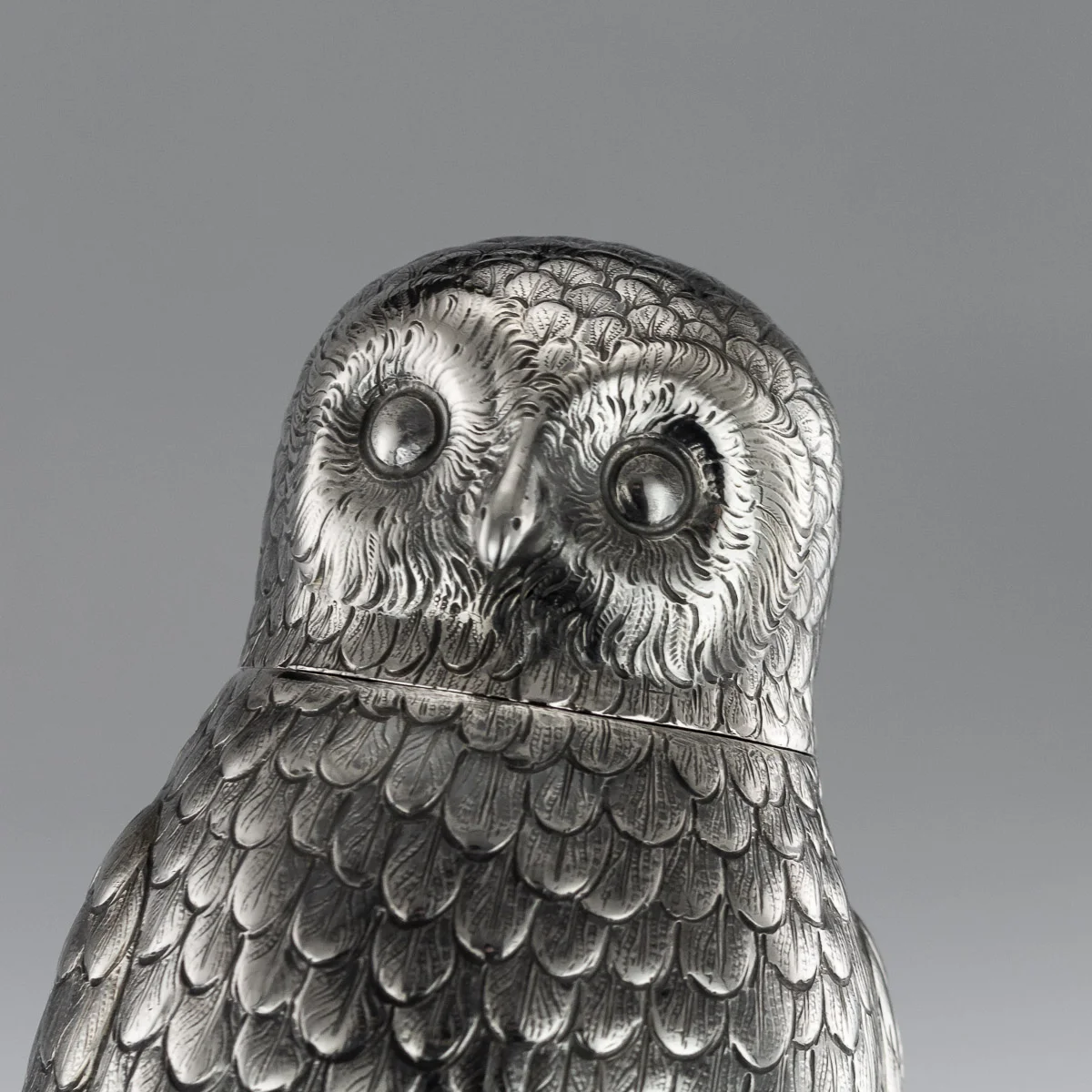 pushkin antiques - ANTIQUE 19thC GERMAN SOLID SILVER MODEL OF AN OWL, HANAU c.1890 - 7.jpg