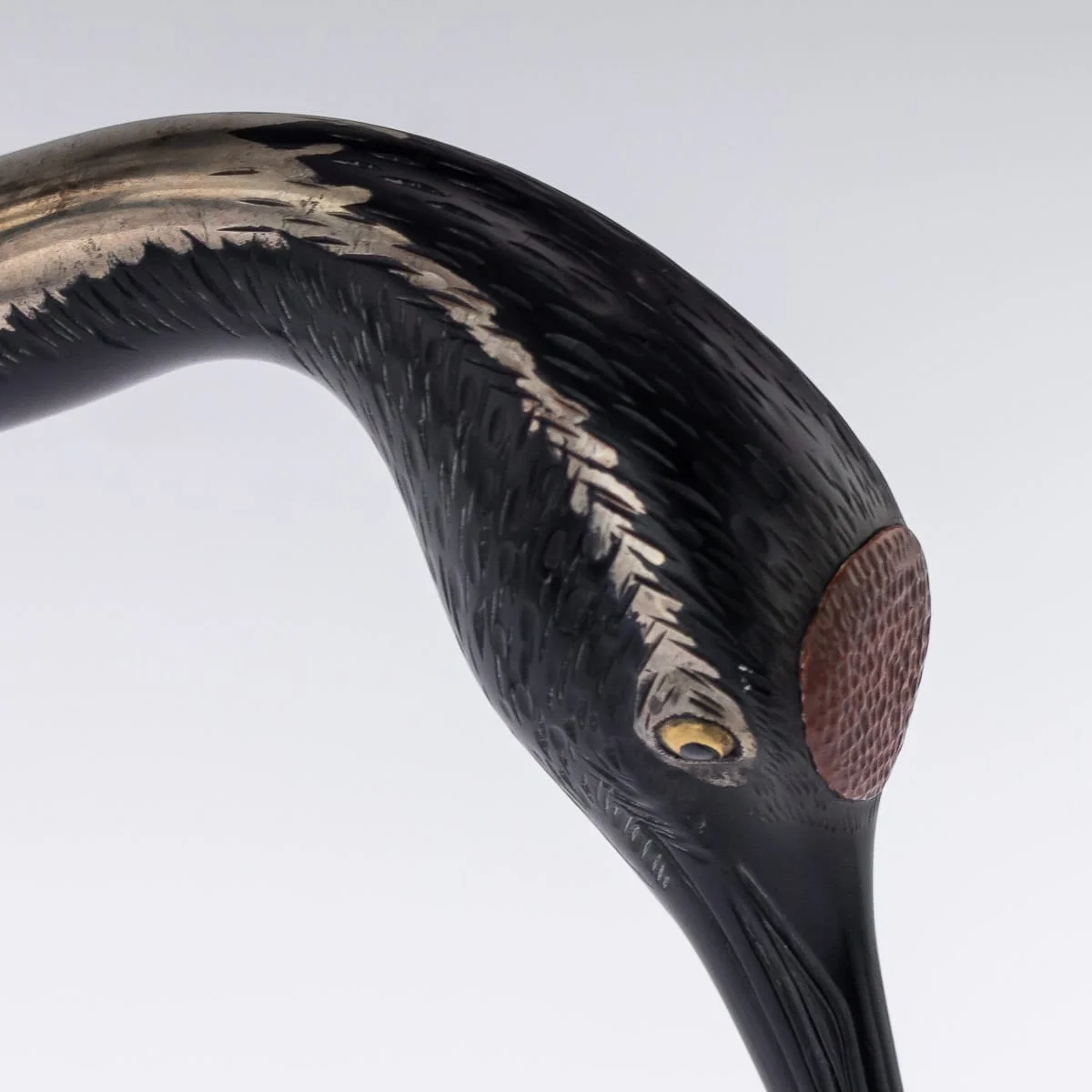 pushkin antiques - ANTIQUE 20THC JAPANESE SILVERED BRONZE MODEL OF A EGRET C.1900 - 6.jpg