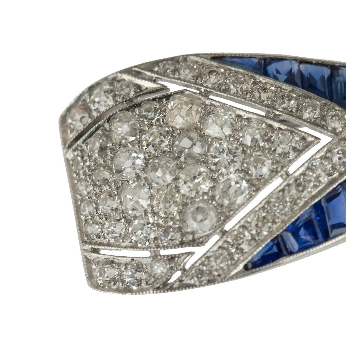 pushkin antiques - STUNNING 20THC ART DECO STYLE SAPPHIRE & DIAMOND SET 18K GOLD BROOCH - 7.jpg