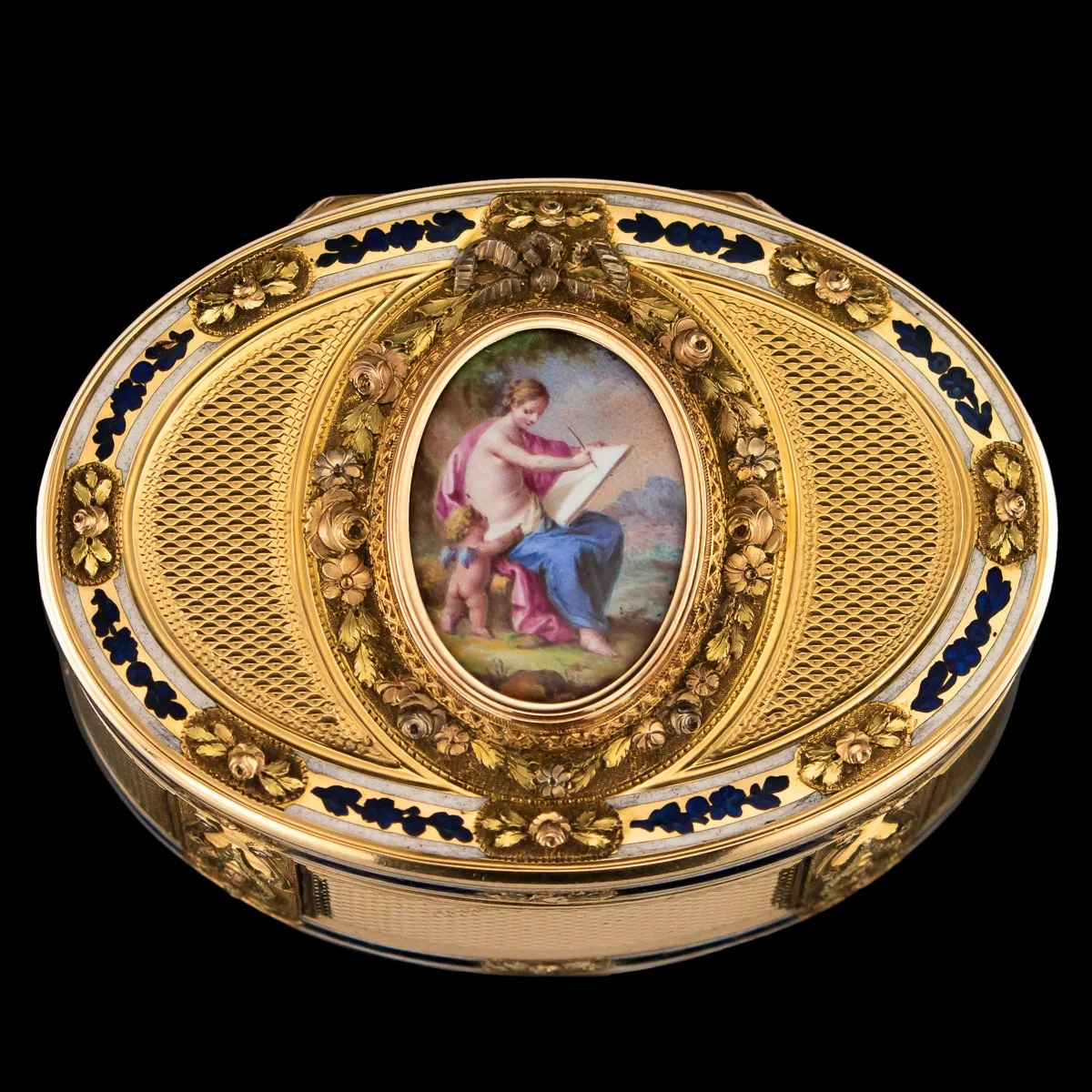 pushkin antiques - ANTIQUE 18thC FRENCH 18k GOLD & HAND PAINTED ENAMEL SNUFF BOX c.1780 - 1.jpg