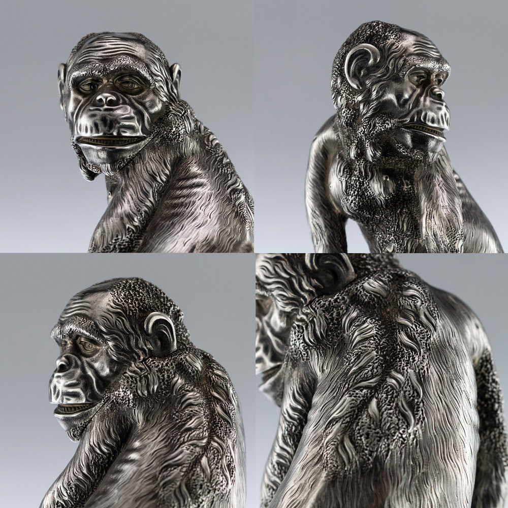 ANTIQUE 20thC RUSSIAN FABERGE LIGHTER IN FORM OF A CHIMPANZEE c.1900 — Pushkin