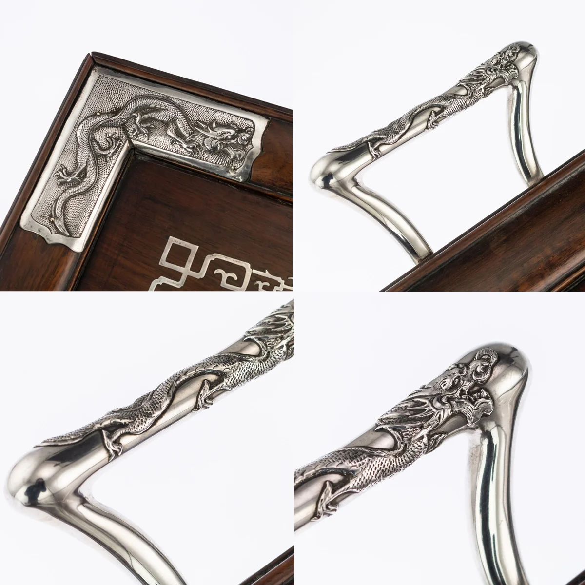 pushkin antiques - ANTIQUE 20thC CHINESE SOLID SILVER LARGE TEA TRAY ON STAND, LUEN HING c.1900 - 11.jpg