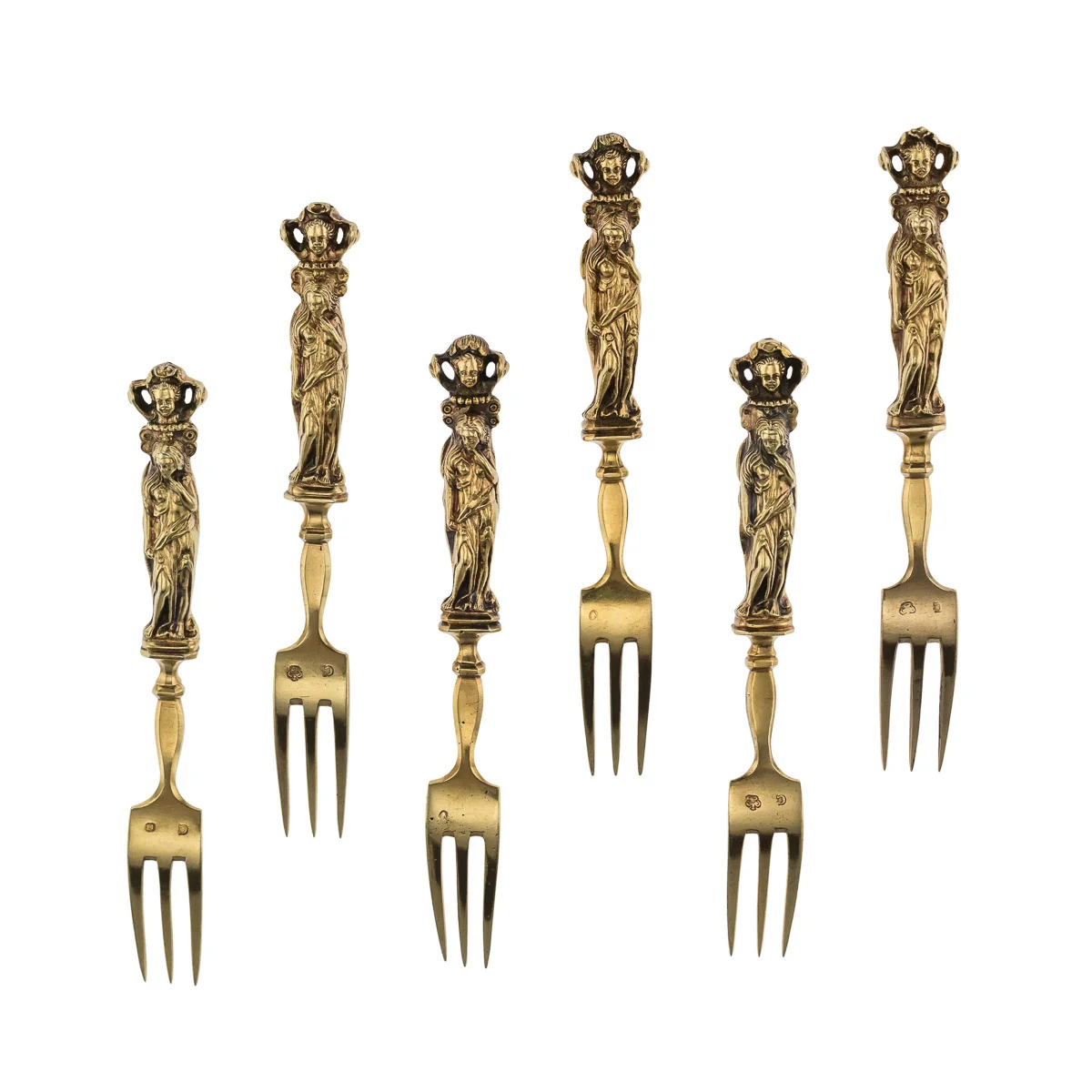 ANTIQUE 19thC GERMAN 14K SOLID GOLD RENAISSANCE STYLE CUTLERY SERVICE c.1830 - 7.jpg