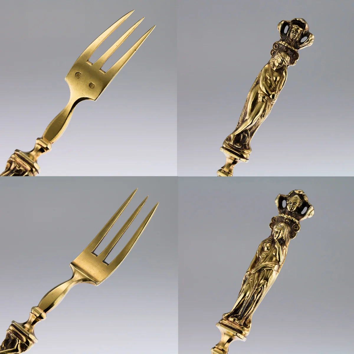 ANTIQUE 19thC GERMAN 14K SOLID GOLD RENAISSANCE STYLE CUTLERY SERVICE c.1830 - 8.jpg