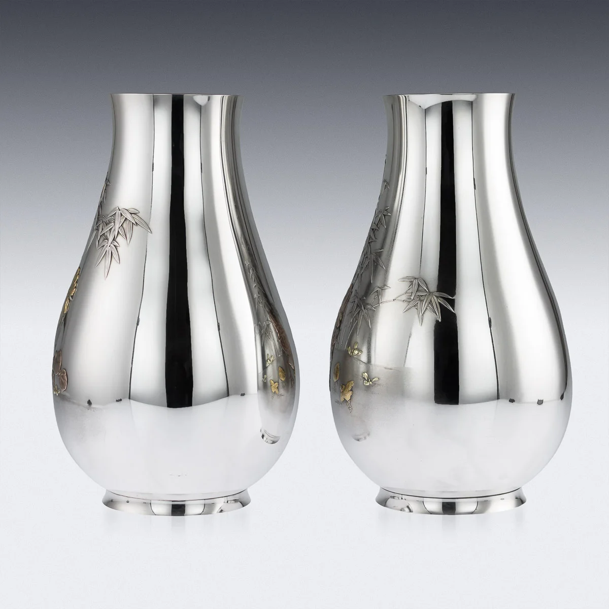pushkin antiques - ANTIQUE 20thC JAPANESE EXCEPTIONAL SOLID SILVER VASES, AMETANI YUMIN c.1900 - 3.jpg